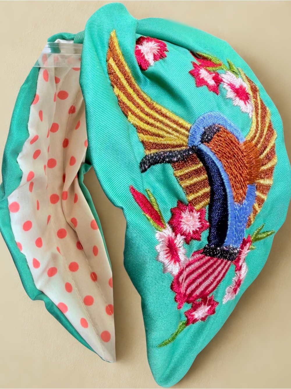 Turquoise Embroidered Bird Embroidered Headband - Women Accessories